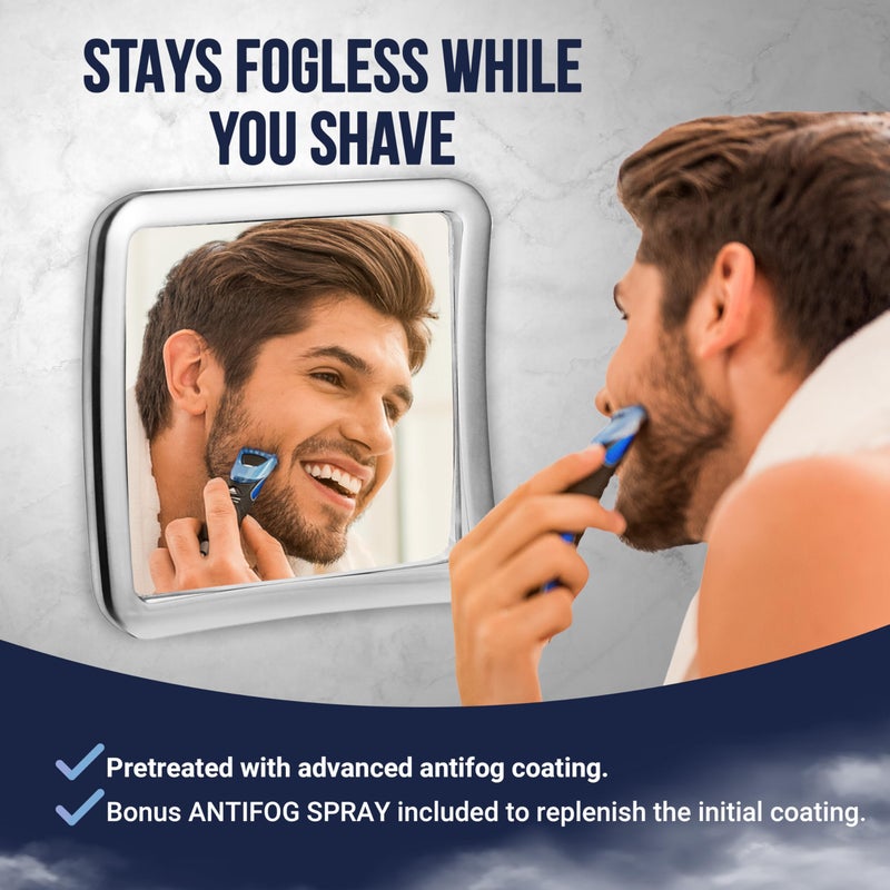 MIRRORVANA Fogless Shower Mirror for Shaving with Upgraded Suction-Cup  1X Magnifying  6.3 x 6.3 Inch (Chrome Frame  Grey Suction) - Image 2